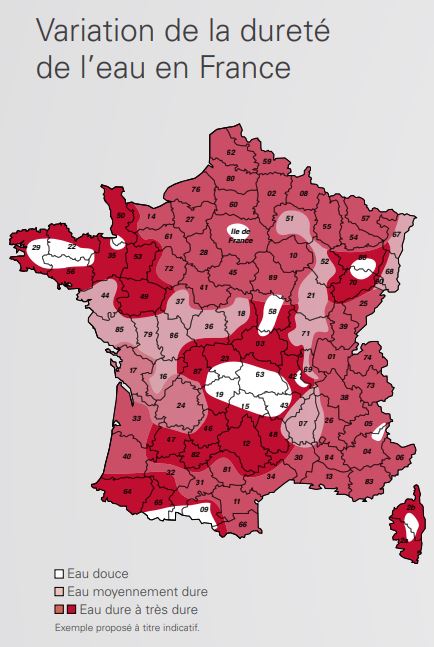 dureté de l'eau en France
